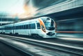 High speed train in motion at the railway station Royalty Free Stock Photo