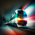 High-speed Train in Motion with Shallow Depth of Field - 3D Illustration, Generative Ai