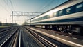 High-Speed Train on the Move Showing Transportation and Modern Infrastructure Royalty Free Stock Photo