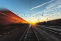 Train moves by rail, delivery of goods by freight train. Train carriages at the station