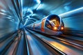 High speed train moving in the tunnel. Motion blur. Abstract background. Royalty Free Stock Photo