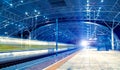 The high speed train raced past the station Royalty Free Stock Photo