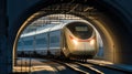 High speed train on the railway, Modern intercity passenger train, Industrial, Railroad in Europe, Commercial transportation