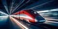 High speed train on the road with motion blur background Royalty Free Stock Photo