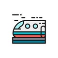 High-speed train, subway, tram flat color line icon. Royalty Free Stock Photo