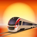 High-speed train. Sunset time. Royalty Free Stock Photo