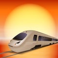 High-speed train. Sunset time. Royalty Free Stock Photo