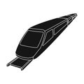 High speed train for transporting people over long distances. railway transport.Transport single icon in black style