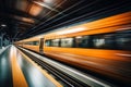 High speed train traveling quickly in motion on the railway station with blurred motion effect Royalty Free Stock Photo