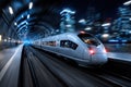 High Speed Train Through Tunnel at Night Royalty Free Stock Photo