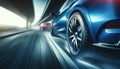 High-Speed Turn: Blue Business Car in Action Royalty Free Stock Photo