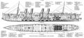 High speed twin screw passenger steamer in cross section 1866. Royalty Free Stock Photo