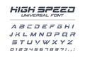 High speed universal font. Fast sport, futuristic, technology, future alphabet.