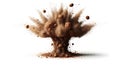 Explosive brown dust cloud scattering soil clods Royalty Free Stock Photo