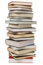 High stack of books