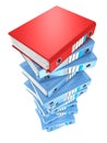 High stack of office folders on a white background