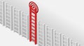 High staircase ladder to the top and aim goal target. Isometric vector illustration. The concept unique achievement of success and Royalty Free Stock Photo