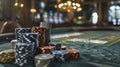 High stakes gambling in casino with chips Royalty Free Stock Photo