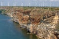 High steep coast with wind generators