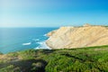 High stone rocks and ocean top view. Portugal Royalty Free Stock Photo