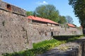 High stone walls of the Uzhhorod castle Royalty Free Stock Photo