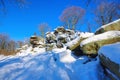 High stone in winter in Lusatian Mountains