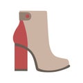 High Sturdy Heel Red And Grey Female Boot, Isolated Footwear Flat Icon, Shoes Store Assortment Item Royalty Free Stock Photo