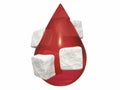 High sugar in blood, diabetes icon on white background. 3d design element for website, articles