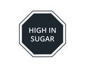 High in Sugar warning label for food products.