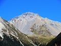 High swiss alpine peak Lenzerhorn (2906 m) above the tourist-agricultural village Alvaneu Bad (Alvagni Bogn)