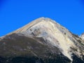 High swiss alpine peak Piz Linard (2767 m) above the tourist-agricultural village Alvaneu Bad (Alvagni Bogn)