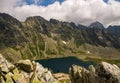 High Tatras ridges in Poland and Slovakia. Velke Hincovo pleso and Vysoke Tatry mountain range