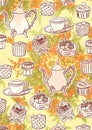 High Tea Illustration Theme Wallpaper Background