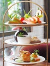 High tea set with dessert