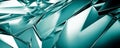 A high-tech abstract background with a holographic pattern, blending shades of teal and silver. The