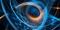A high-tech abstract background inspired by advanced quantum mechanics, featuring intricate neon