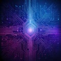 Futuristic digital background with glowing neural network connections and data transfer nodes Royalty Free Stock Photo