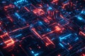 A high-tech abstract visualization of blockchain security, featuring interconnected glowing cubes,