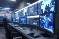 High-Tech AI Control Room Royalty Free Stock Photo