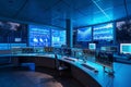 High-Tech AI Control Room Royalty Free Stock Photo