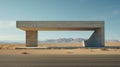 High-tech Architecture Waiting Stop On Desert Highway