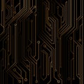 High-tech background of orange color from a computer board with LEDs and neon connectors. Computer circuit. Vector illustration Royalty Free Stock Photo