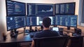 High-Tech Blockchain Validator Setup with Multiple Monitors Royalty Free Stock Photo