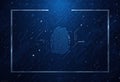 Modern Digital Fingerprint Illustration Dark Blue Abstract Background Geometric Patterns - Royalty Free Stock Photo