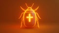 High-Tech Bug Design With Illuminated Cross Sign Depicting Digital Issues, Software Bugs, Or System Vulnerabilities