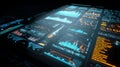 High-Tech Business Analytics Interactive Graphs Dashboards Corporate Intelligence Performance Metrics 4K Royalty Free Stock Photo