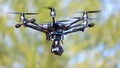 High-Tech Camera Drone Hexacopter In Flight