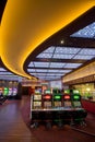High tech Casino interior. Modern ceiling in casino hall.