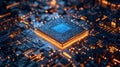 High tech chip circuit board close-up Royalty Free Stock Photo