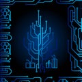 High tech christmas tree technology geometric and connection system background with digital data abstract. Electronic dark blue Royalty Free Stock Photo